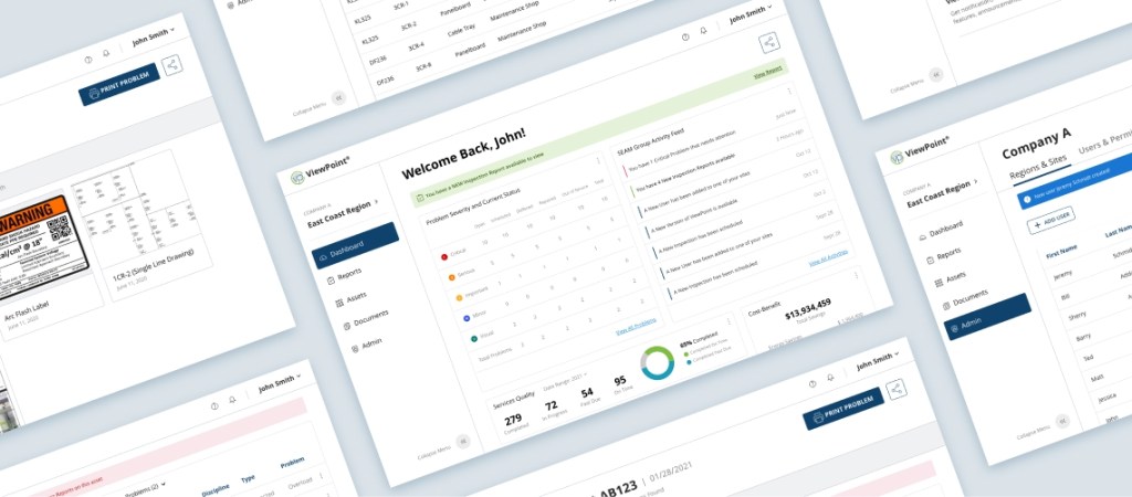 SEAM Group hero image of screenshots of their product called ViewPoint